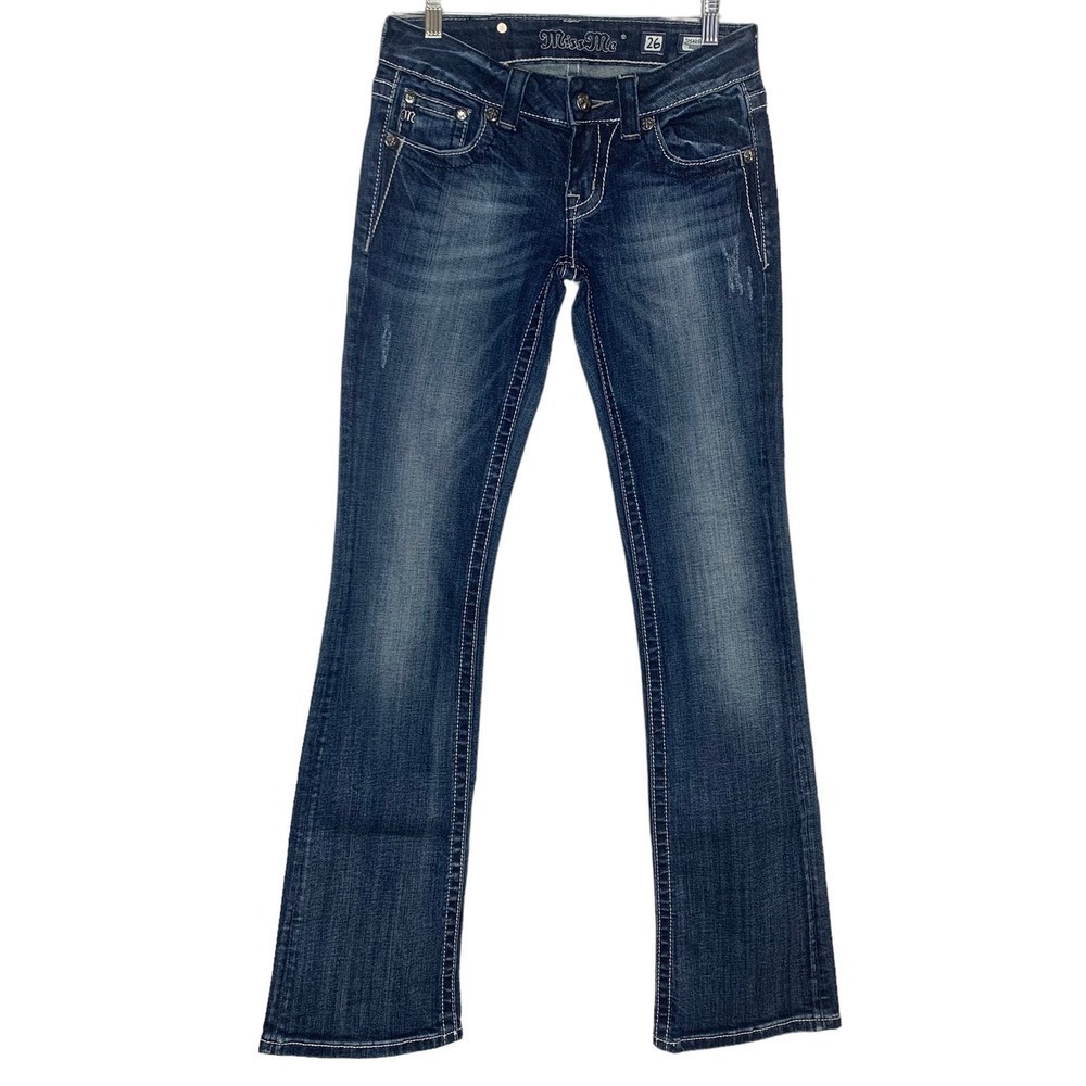 Miss Me JP5465B Dark Wash Embroidered Bootcut Jeans Rhinestone‎ Sequin Size 26